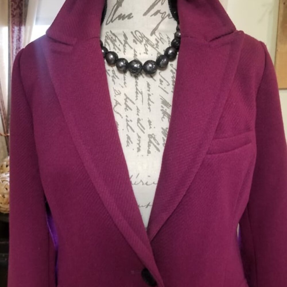NWT $328 BCBGMAXAZRIA Raspberry Two-Button Riding Coat, Sz Large - Picture 8 of 15